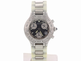 Cartier Must 21 Chronosaph 2424 Stainless Steel Rubber and Diamonds 36 mm Cartier