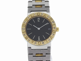 Bulgari BB 30 SGD 18K Yellow Gold & Stainless Steel w/ Diamonds 30mm Unisex Bulgari