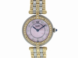 Cartier Panthere Vendome 1057920 18K Yellow Gold / Stainless Steel with Pink Dial 24mm Womens Cartier
