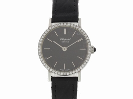 Chopard 8019ACIERINOX Stainless Steel & Leather wDiamonds Manual 24mm Womens Chopard
