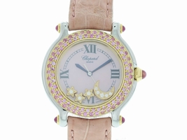 Chopard Happy Sport 27/8239-42 Stainless Steel & Leather wDiamonds Quartz 32mm Womens Chopard
