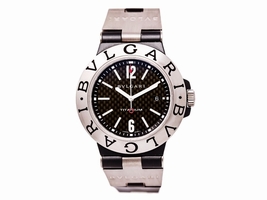 Bulgari Diagono TI44TA Titanium Black Dial Rubber Band 44mm Mens Bulgari