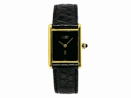 Cartier Must De Tank Gold Plated Sterling Silver Hand Winding Vintage 23mm Womens Cartier