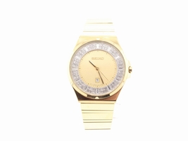 Seiko SXDF72 Gold-Tone Stainless Steel with Crystal Quartz 35.5mm Womens Seiko