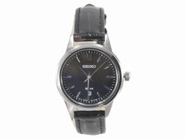 Seiko SUR881 Stainless Steel & Black Leather Strap 28mm Womens Seiko