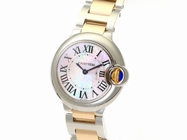 Cartier Ballon Bleu W6920034 Stainless Steel & Pink Gold Pink Pearl Dial 28mm Womens Cartier"