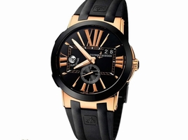 Ulysse Nardin Executive Dual Time Black Rose Gold 18 K Men`s