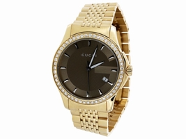 Gucci YA126406 Stainless Steel and Gold PVD with Brown Dial Quartz 38mm Mens Gucci