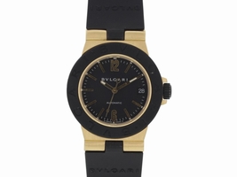 Bulgari Diagono AL32G 18K Yellow Gold & Rubber Automatic 32mm Unisex Bulgari