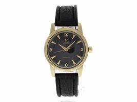 Omega Seamaster Gold Toned Stainless Steel & Leather Vintage Black Dial Automatic 34mm Mens Omega
