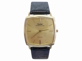 Cartier Golden Shadow 18K Yellow Gold / Leather Vintage 32mm Mens Cartier