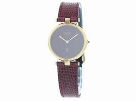 Cartier Vendome Argent & Leather Burgundy Dial Quartz Vintage 30mm Womens Cartier