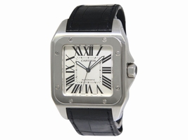 Cartier Santos 100 2656 Stainless Steel & Leather Automatic 38mm Mens Cartier