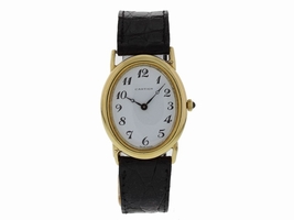 Cartier 9029.21 18K Yellow Gold & Leather Manual Vintage 28mm Womens Cartier