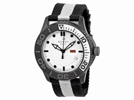 Gucci G-Timeless XL YA126243 Black White Stainless Steel & Nylon 44mm Mens Gucci