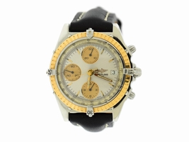 Breitling Chronomat C13047 18K Rose Gold/Stainless Steel & Leather Automatic 39mm Mens Breitling