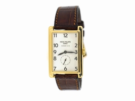 Patek Phlippe Gondolo 5009J 18K Yellow Gold & Leather Manual 25mm Mens Patek Philippe