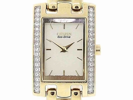 Citizen EX1312-61P Gold Tone Stainless Steel Crystal Accented 17mm Womens Citizen Eco-Drive