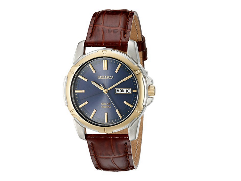 Seiko SNE102 Stainless Steel & Leather Quartz 39mm Mens Seiko