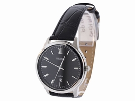 Seiko SUR045 Stainless Steel & Leather Quartz 44mm Mens Seiko