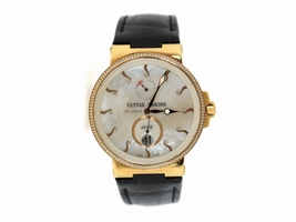 Ulysse Nardin Maxi Marine 266-66 18K Rose Gold & Leather with Diamond Automatic 41mm Unisex Ulysse Nardin