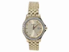Seiko SXDF92 Gold Tone Stainless Steel & Gold Dial 30mm Womens Seiko