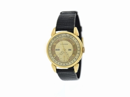 Movado 14K Yellow Gold Ruby Dial Calendar Triple Date Vintage 34mm Mens Movado