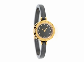 Bulgari B.Zero1 102087 18K Rose Gold/Ceramic Black Diamond Dial Quartz 23mm Womens Bulgari