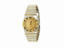 Omega Constellation Two Tone Stainless Steel Yellow Diamond Dial Quartz 23.5mm Womens Omega