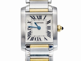 Cartier Tank Francaise Stainless Steel/18K Yellow Gold White Dial Quartz 20mm Womens Cartier