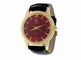 Omega Seamaster 14K Yellow Gold Automatic Red Strap 34.5mm Unisex 1960 Omega