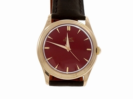Piaget 18K Rose Gold & Leather Red Dial Automatic 35.5mm Mens Piaget