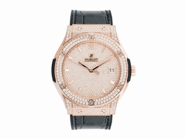 Hublot Classic Fusion Diamond Pave Dial 18K Rose Gold Automatic 45mm Mens Hublot