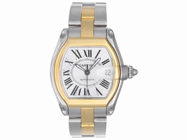 Cartier Roadster W62031Y4 Stainless Steel & 18K Yellow Gold Silver Dial Automatic 38mm Mens Cartier