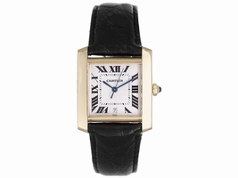 Cartier Tank Francaise W5000156 18K Yellow Gold & Leather Silver Dial Automatic 28mm Unisex Cartier