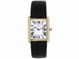 Cartier Tank Solo W1018855 18K Yellow Gold & Leather White Dial Quartz 34mm Men's Cartier
