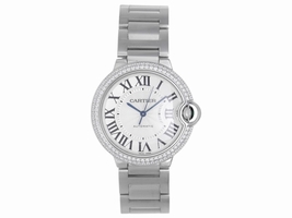 Cartier Ballon Bleu WE9006Z3 18K White Gold wDiamond Automatic 36mm Unisex Cartier