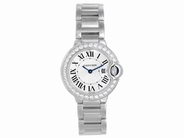 Cartier Ballon Bleu WE9003Z3 18k White Gold Diamond 28mm Cartier