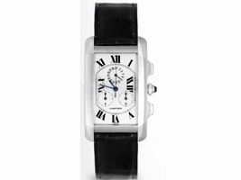 Cartier Tank Americaine W2603356 18K White Gold & Leather White Dial Quartz 45mm Men's Cartier