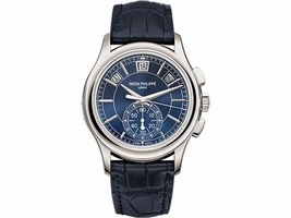 Patek Philippe Platinum / Leather with Blue Dial 42mm Mens Patek Phillipe