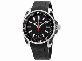 Gucci Dive YA136303 Stainless Steel Black Dial Silicone Strap 40mm Mens Gucci