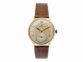 Omega Champagne Dial Automatic Leather Band 34mm Womens Omega