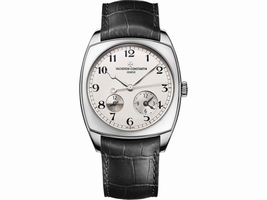 Vacheron Constantin Harmony Dual Time 7810S/000G-B142 18K White Gold and Leather with Silver-Tone Dial 40mm Mens Vacheron Constantin