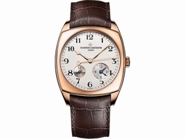 Vacheron Constantin Harmony Dual Time 7810S/000R-B141 18K Rose Gold and Leather with Silver-Tone Dial 40mm Mens Vacheron Constantin