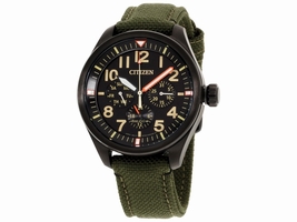 Citizen Chandler BU205516E Black Stainless Steel & Canvas Strap Black Dial 42mm Men's Citizen