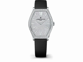 Vacheron Constantin Malte 81510/000G-9895 18K White Gold & Satin with Diamond Pave Dial 28.40mm Womens Vacheron Constantin