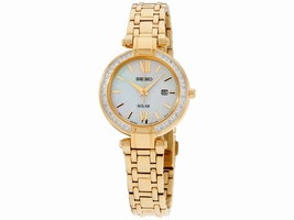 Seiko Tressia SUT182 Gold Tone Stainless Steel with Mother Of Pearl Dial 30mm Womens Seiko