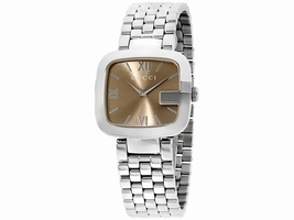Gucci G YA125410 Stainless Steel Brown Dial Quartz 30mm Womens Gucci