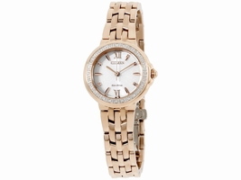 Citizen Silhouette EM044359A Rose Gold Tone Stainless Steel with Diamond White Dial 28mm Womens Citizen