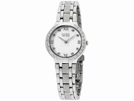 Citizen Bella EM012058A Stainless Steel wDiamonds White Dial Quartz 29mm Womens Citizen